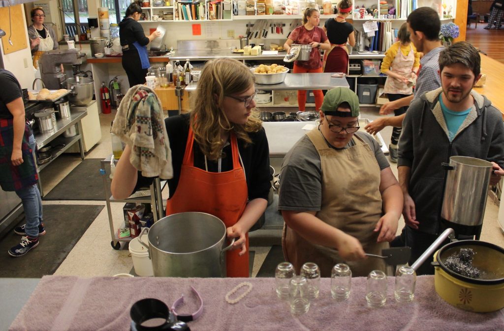 campers & staff working in NBTSC kitchen, Oregon 2019