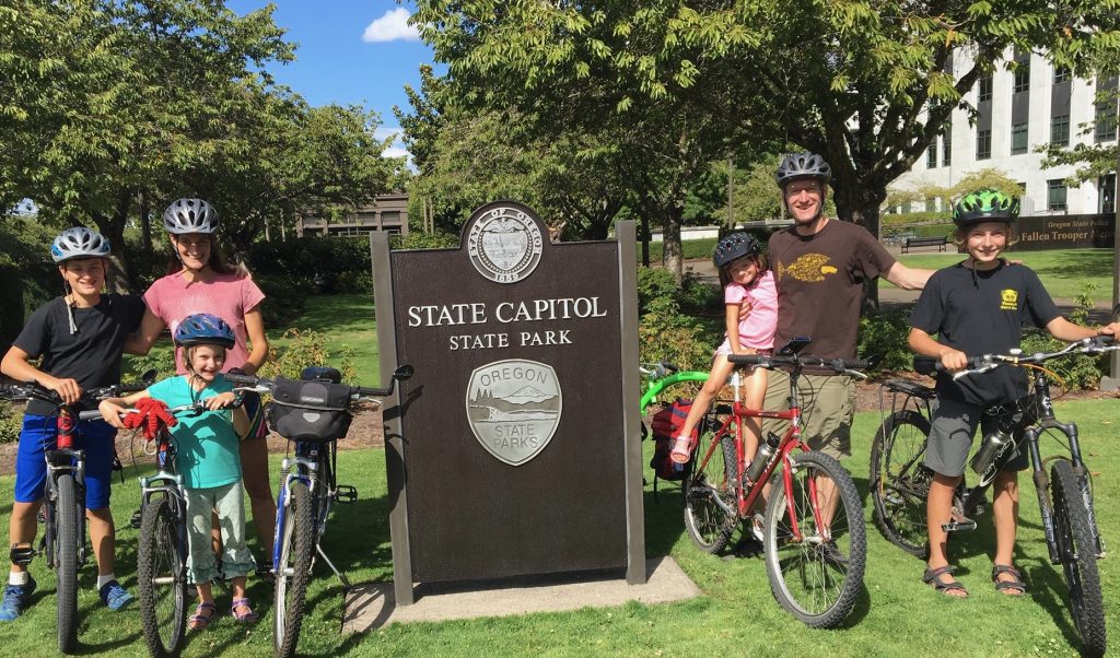 Sarabeth and family on bikes